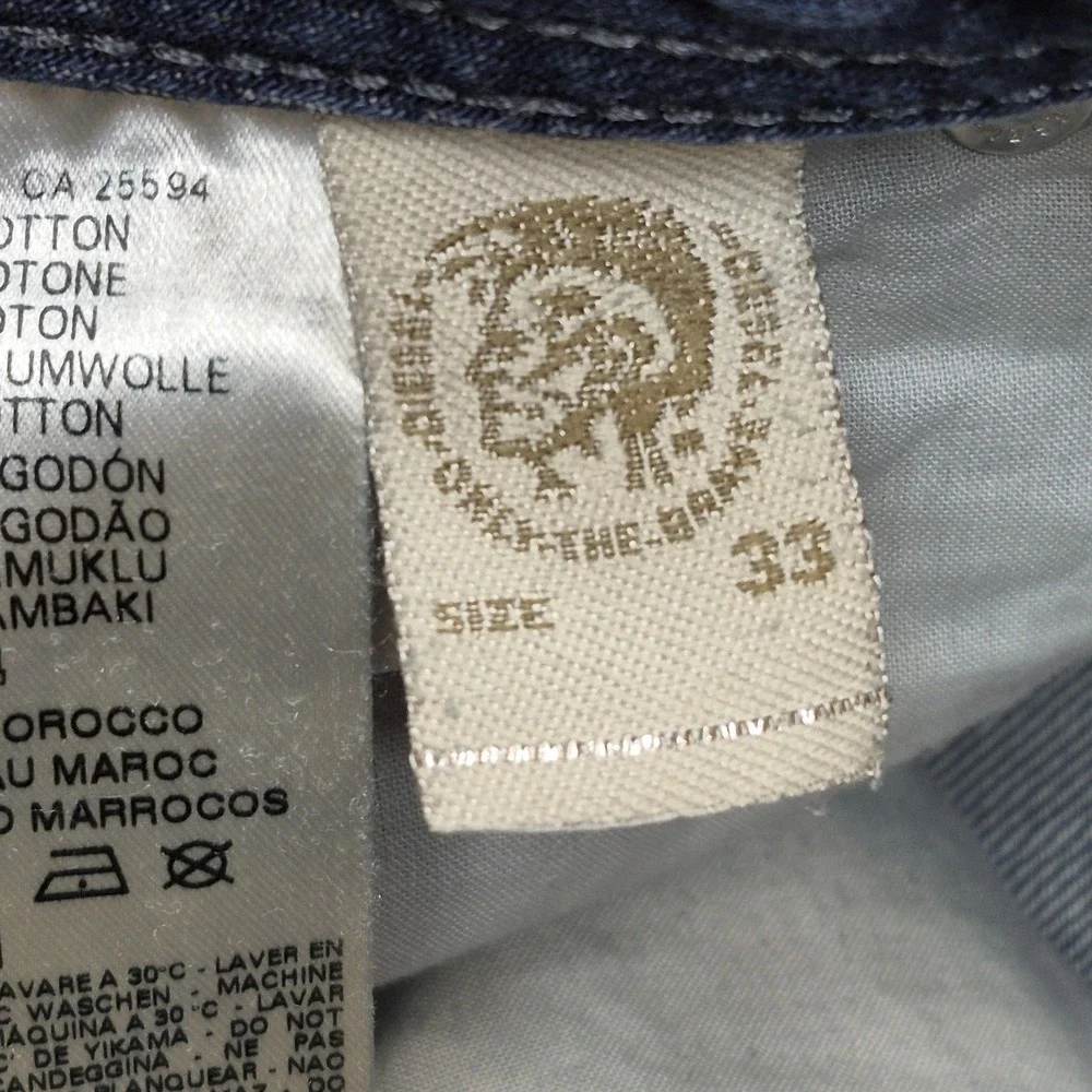 Diesel Shioner Jeans Mens 33x32 Blue Slim Skinny Distressed Denim Y2K Casual